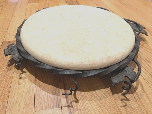 Vineyard 21" Lazy Susan by Bella Toscana Wrought Iron Marble Lazy Susan - Grand - Picture 2 of 6