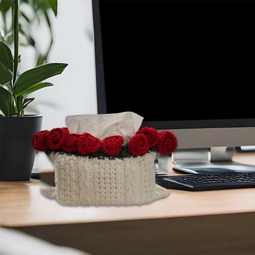 Caja de pañuelos de ganchillo rosa Z4M2 B7U7 - Imagen 6 de 11