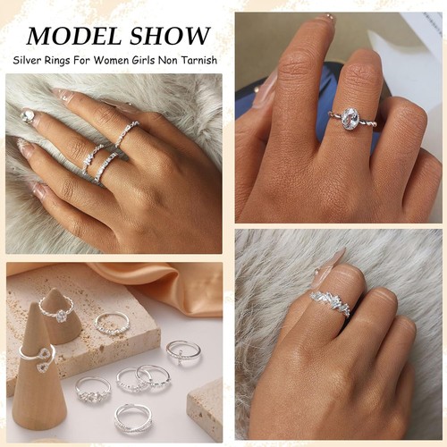 Gold Silver Rings For Women Non Tarnish Gold Plated Stackable Rings Size 5-11 - Picture 5 of 6