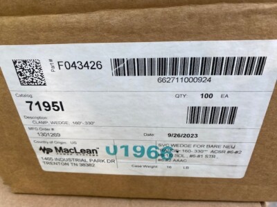 (100 PACK) MacLean Power Systems Clamp Wedge .160'' - .330'' 7195I (NEW)