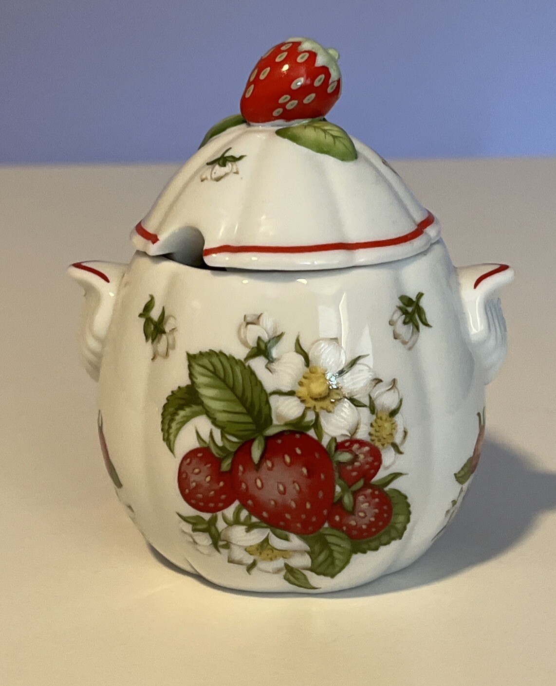 Lenox Orchard Strawberry Jam Jelly Jar Fine Porcelain 1991 Excellent *No Spoon