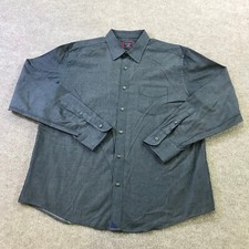 Untuckit Shirt Mens Extra Large Button Up Gray Flannel Pocket Casual Dress Adult