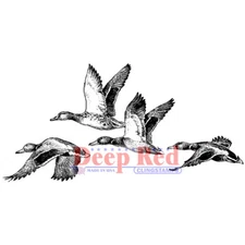 Wild Ducks, Cling Unmounted Stamp 3.0'' x 1.5'' DEEP RED STAMPS 3X405504