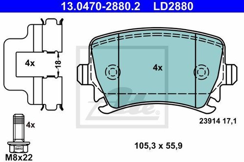 ATE Bremsscheiben + Ceramicbeläge VW Touran (1T1, 1T2, 1T3) 256mm HINTEN - Bild 5 von 5