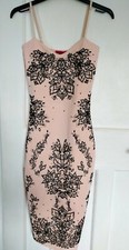 Women's Boohoo Blush Pink Beaded Strappy Bodycon Dress Size 10