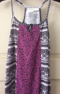 New Summer Girls Roxy Black White Purple L/XL/10/12 Floral Sundress Roxy Girl