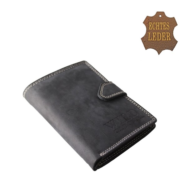 Portmonee Wallet Money Leder Portemonnaie Geld Geldbeutel LederböRse Schwarz 312-image