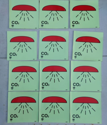 IMO Safety Label Sign  Reflective Radium Space Protected By Co2 Symbol 12 Pc Lot