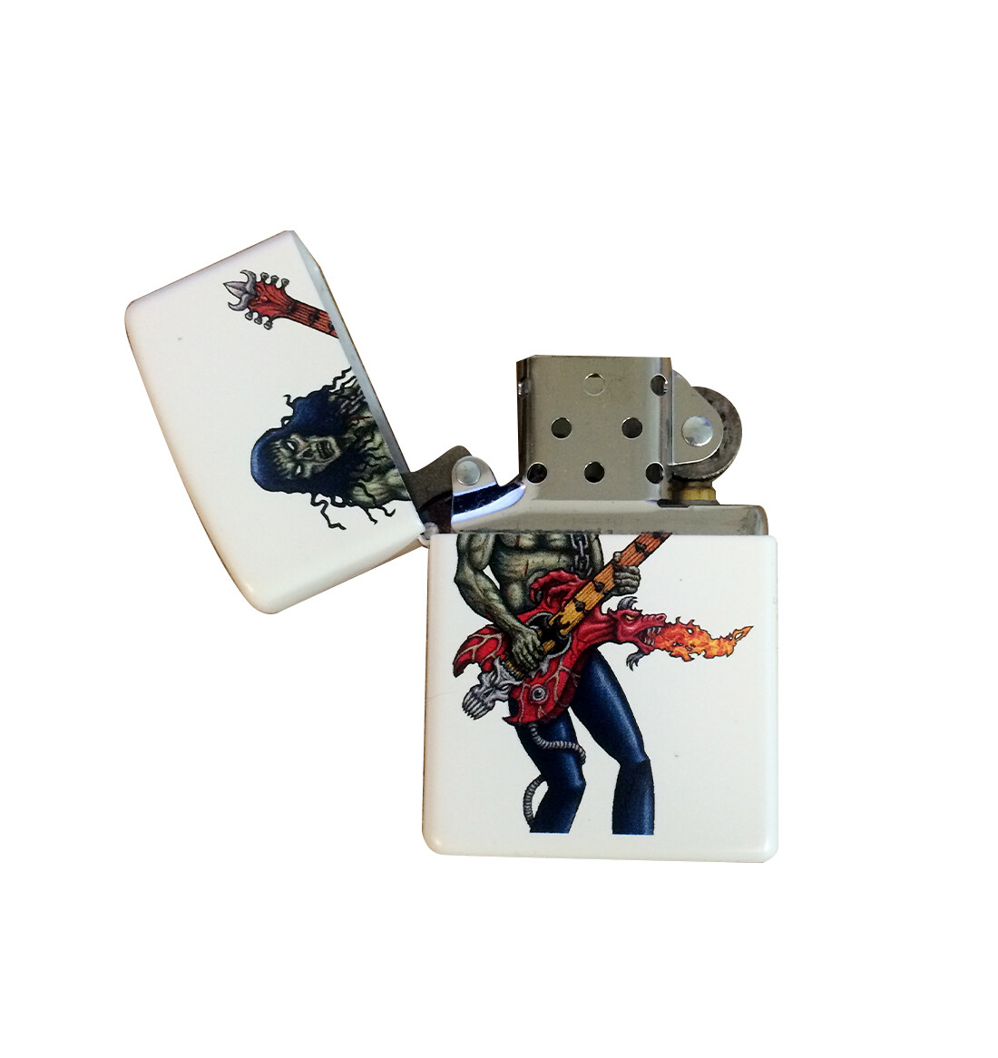 Zippo Custom Lighter Rocker Zombie Shredding Spooky Horror Metal