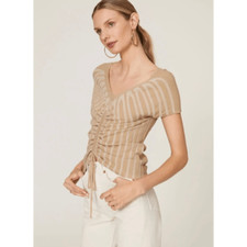 Emporio Armani Brown Bi-Color Ribbed Top Size 38 IT / 0 US 575