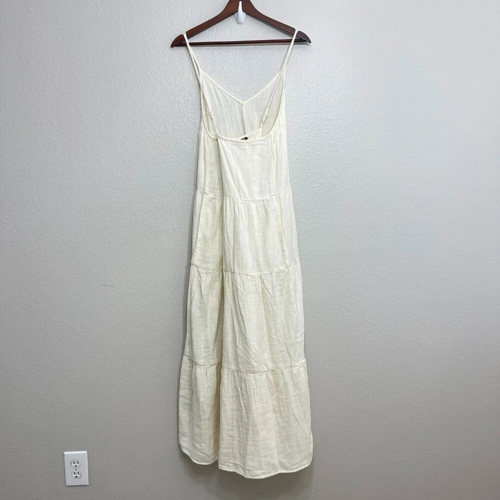 OFF WHITE Maxi abito Able Tyler garza taglia XXL donna bianco panna con spalline a strati