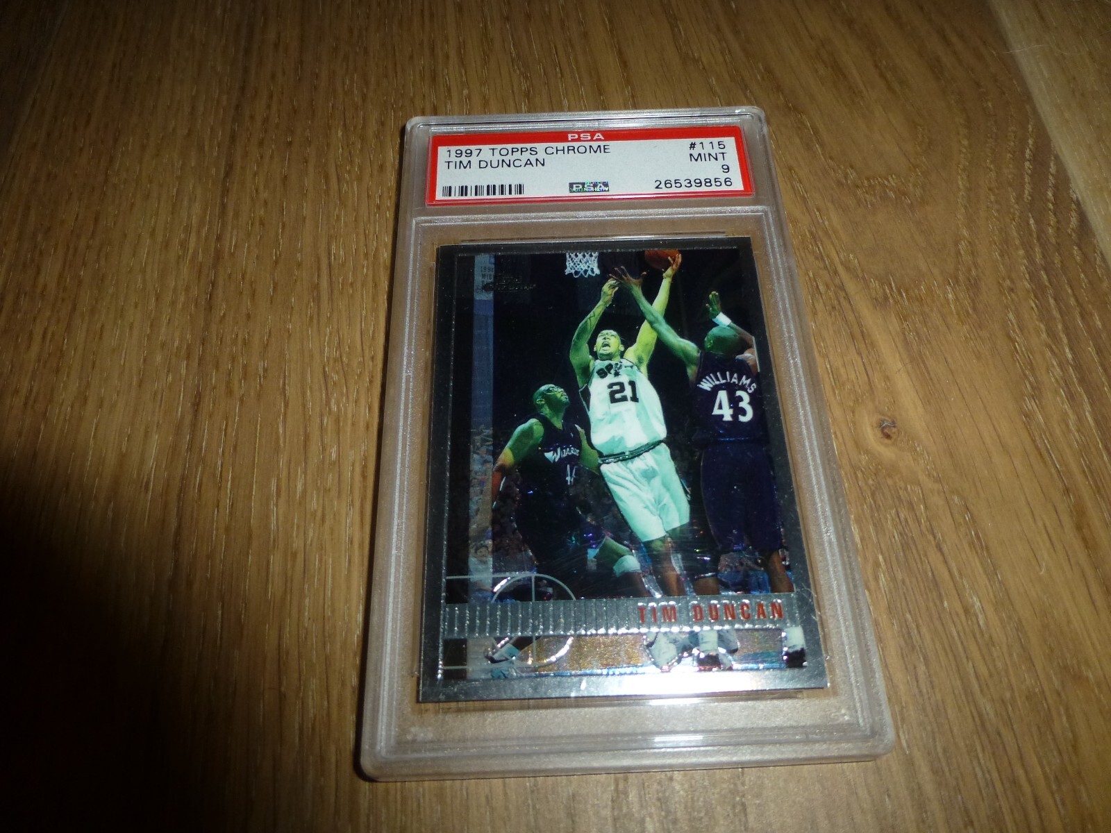 1997 Topps Chrome Tim Duncan #115 Spurs RC PSA 9 MINT Rookie Card