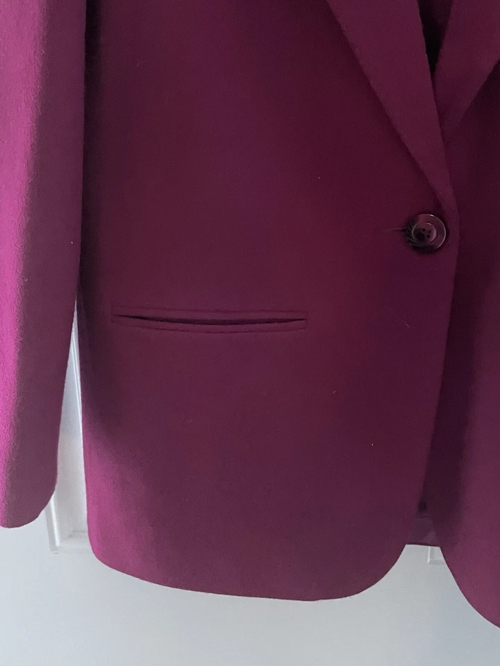 Sag Harbor Magenta Pure Wool Blazer One Button With Pockets Lined Size 8 - Image 2 of 4
