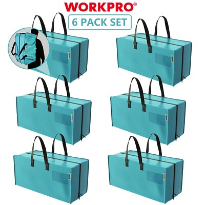 WORKPRO 6PCS Extra Large Moving Bags 23-gallon 50lbs Load HeavyDuty Storage Tote