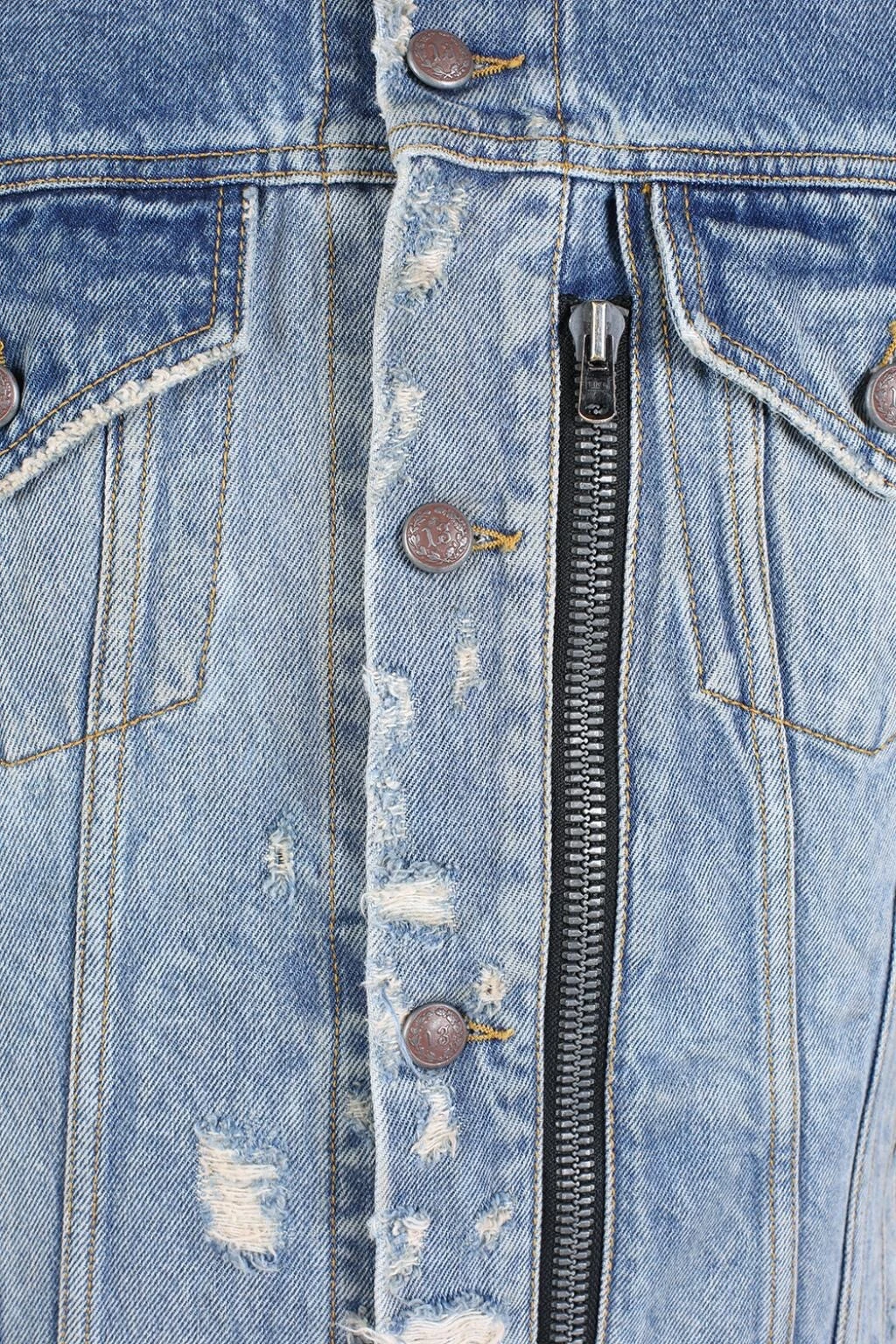 $1250 R13 Distressed Zipper Trucker Blue Jacket Large - product detail image 13
