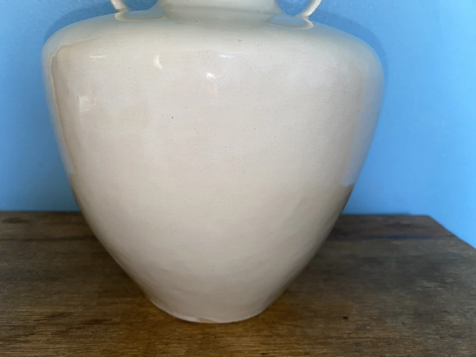 Primitive White Glazed Table Lamp with Handles - Image 4 of 4