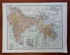 India British Raj Southeast Asia Thailand Cambodia Vietnam Siam 1870's map