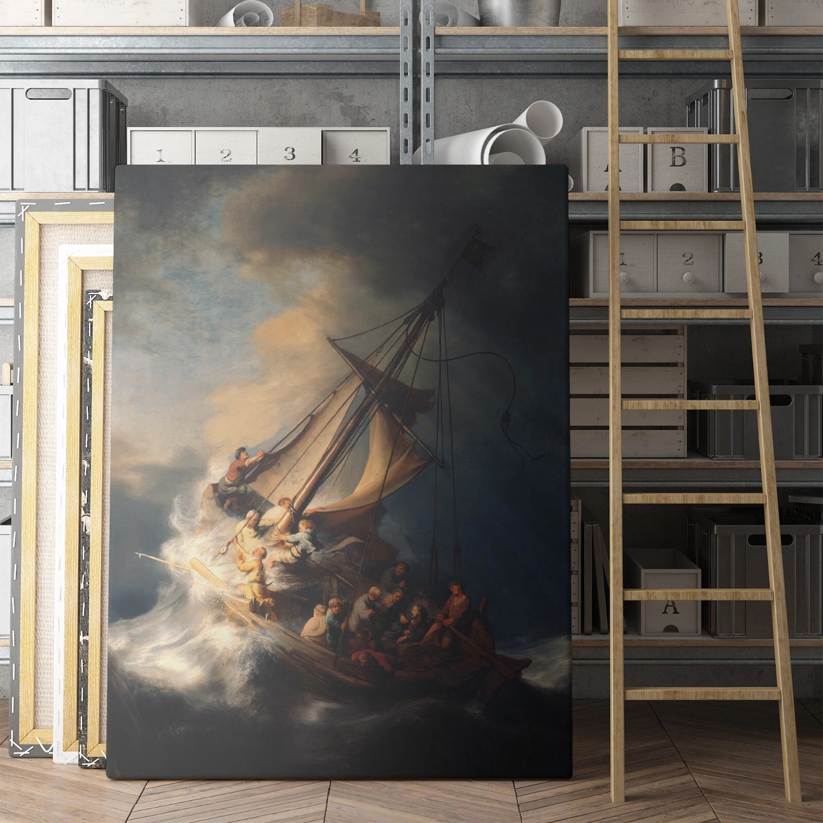 Christ in the Storm on the Sea of Galilee Rembrandt Jesus Canvas Wall Art Print
