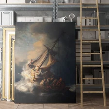 Christ in the Storm on the Sea of Galilee Rembrandt Jesus Canvas Wall Art Print