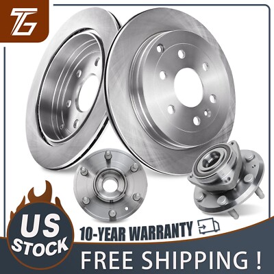 Rear Disc Brake Rotors Wheel Bearing Hubs Kit for 2007 - 2016 GMC Acadia