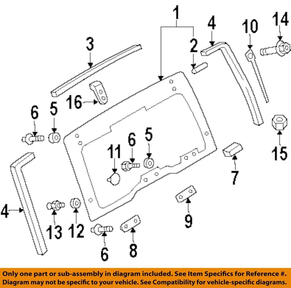 Used Rear Back Glass fits: 2001 Isuzu RODEO 4 Dr back mounted spare w/o solar Re Foto 3 de 4