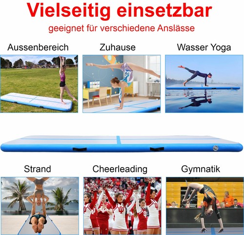 Air Track Matte aufblasbare Trainingsmatte inkl. Handpumpe, Gymnastikmatte - Bild 7 von 10