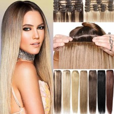 CLEARANCE Clip In 100 Remy Human Hair Extensions Full Head Highlight Balayage