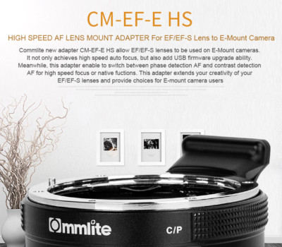 Commlite Cm Ef E Hs High Speed Electronic Af Lens Mount Adapter For Canon Ef Ef S Lens To Sony E Mount Camera For Sony rii A6000 A6300 A6500 With Cdaf Pdaf Usb Firmware Updated