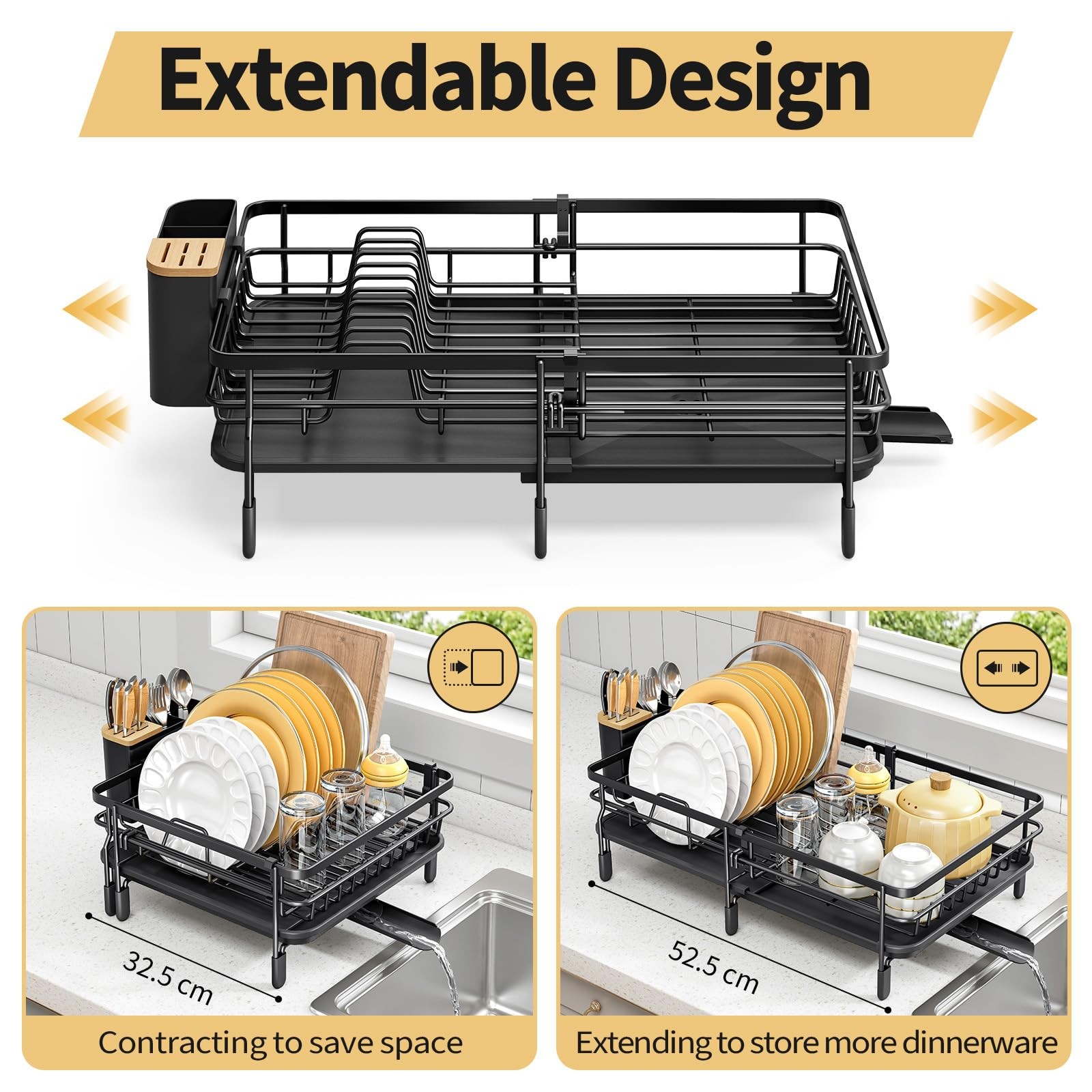 Expandable Dish Drying Rack For Kitchen Counter Large Extendable Dish Rack With