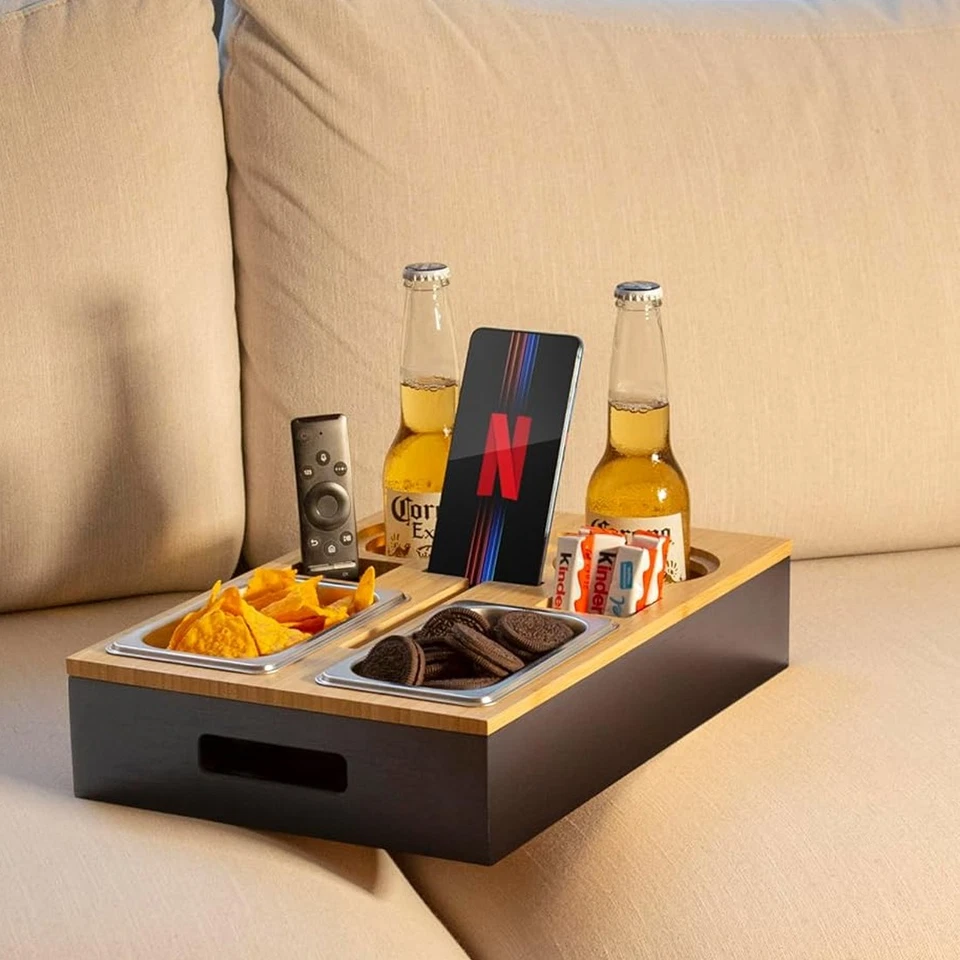Couchbar Snackbar Sofatablett Snackbox aus Bambus inkl Geschenkbox de - Bild 2 von 4
