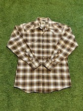 Ely Cattleman Plaid Pearl Snap Shirt Mens Size Medium Long Sleeve Western Cowboy