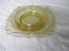 4Heisey EMPRESS Sahara Yellow Square Salad Plates Set 7-1/4" Depression 1930-38