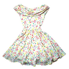 Vintage Floral Midi Dress Off Shoulder Cottagecore Fairy Tulle Petticoat Sz S M