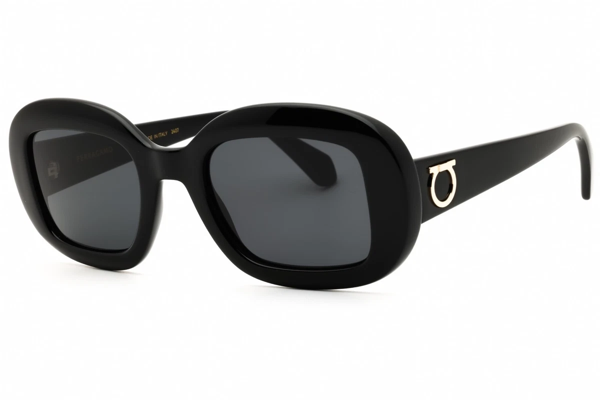 Salvatore Ferragamo Black Round Oversized Sunglasses with Dark Lenses Amazon.com: SALVATORE FERRAGAMO Grey Gradient Round Men main image 4