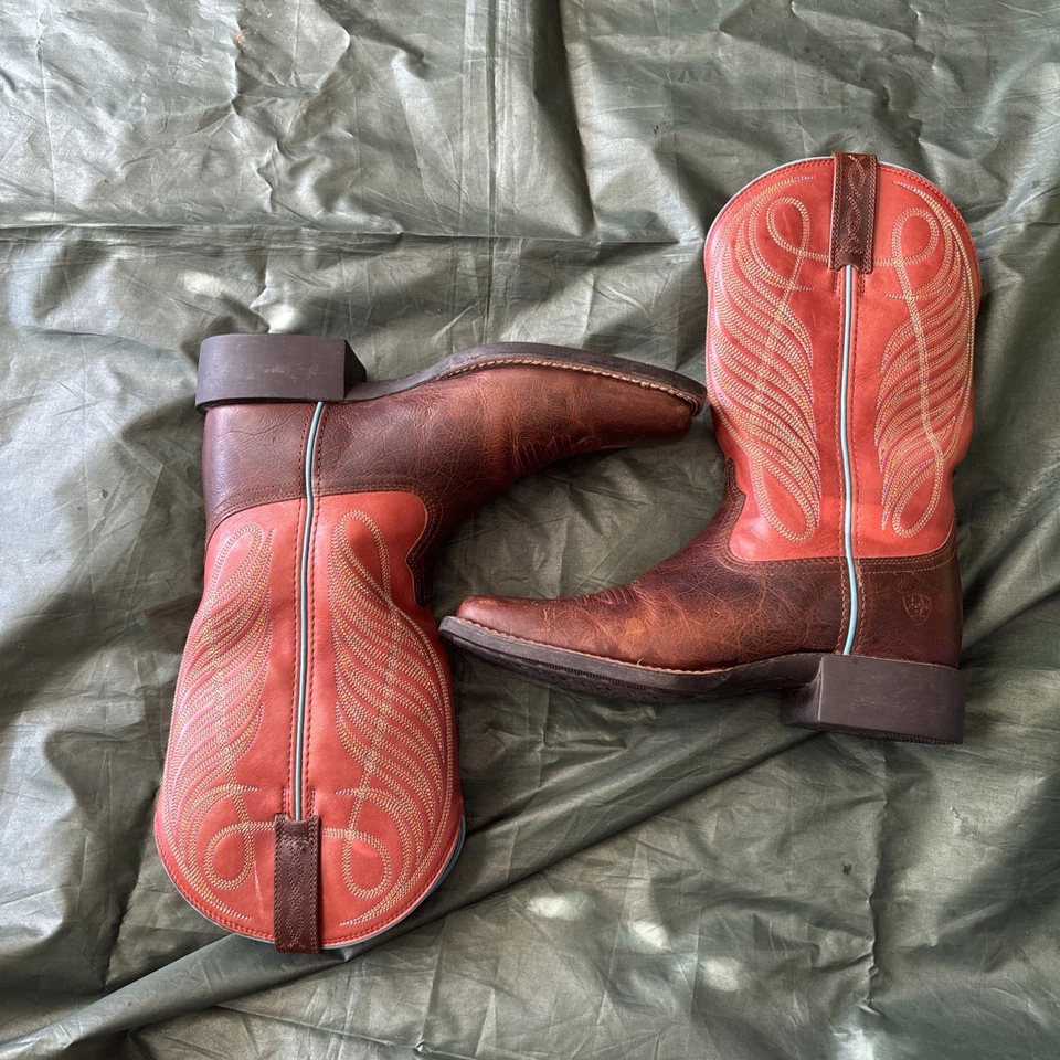 Ariat Western Womens Boots Round Up Wide Square Toe Western Brown Patina 7.5b - Image 2 of 4