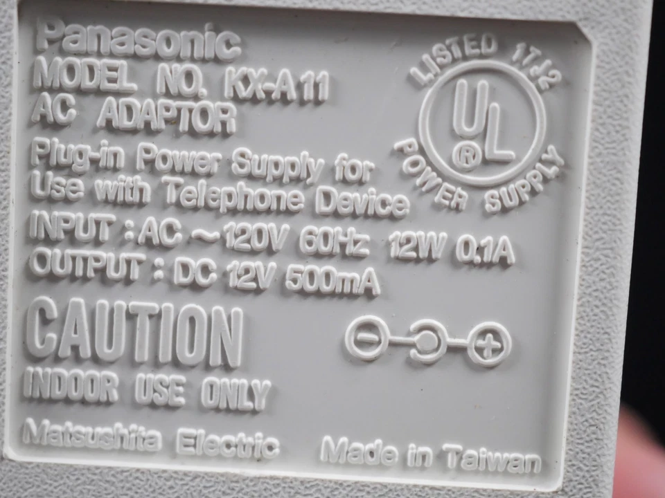 Panasonic (KX-A11) 12V 500mA 12W 60Hz Adaptador de CA Fuente de Alimentación NUEVO Foto 3 de 3