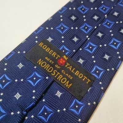 ROBERT TALBOTT Best of Class Nordstrom USA Imported Silk Necktie Blue Geometric