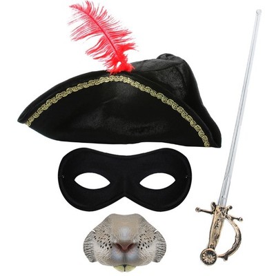 AUTOBAHN RATTE KINDER KOSTÜM DREISPITZ HUT MASKE NASE BANDIT ZORRO FANCY KLEID