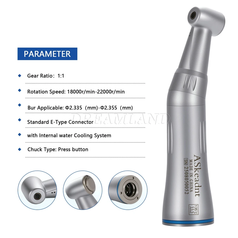 pieza de mano de baja velocidad dental con ángulo contra y spray de agua interno - Imagen 3 de 4