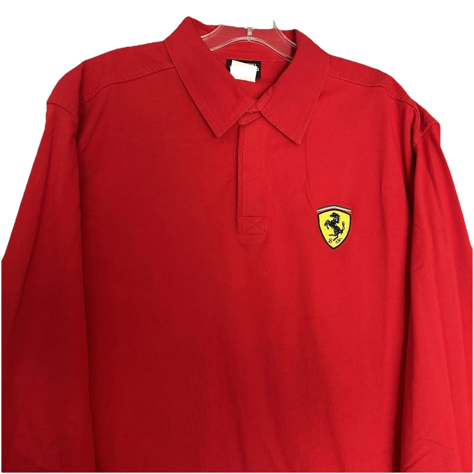 Camiseta polo Ferrari manga larga roja para hombre talla XL Foto 3 de 4