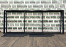 ALUMINIUM SLIDING PATIO DOORS EXTERNAL DOUBLE GLAZED EXTERIOR GREY USED WIDE ALI