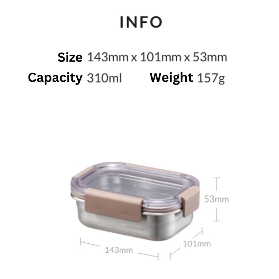 Contenedor de almacenamiento de alimentos de acero inoxidable LocknLock - hermético, a prueba de fugas, Stac... Foto 3 de 3