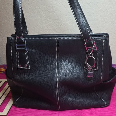 Fossil Black Pebbled Shoulder Bag With Charm