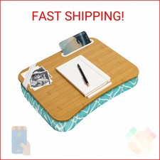 LAPGEAR Designer Lap Desk with Phone Holder and Device Ledge - Aqua Trellis - Fi
