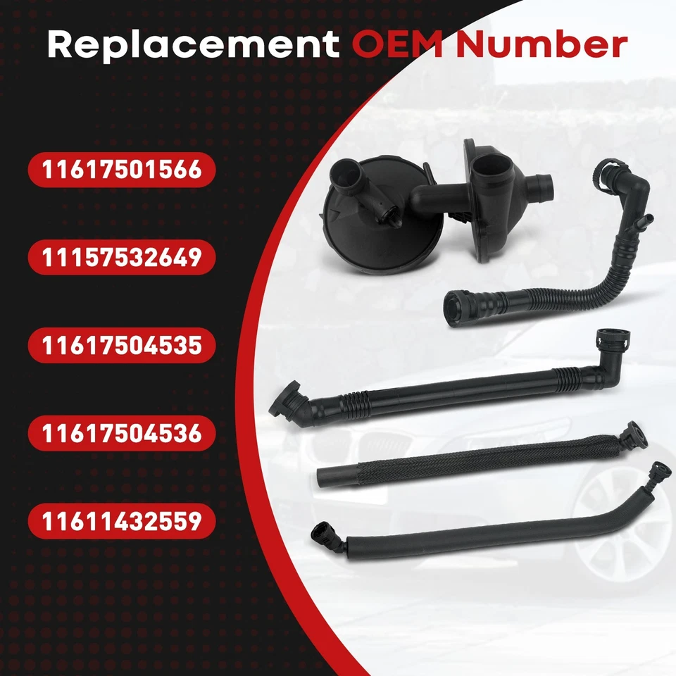New 5 PCS PCV Crankcase Vent Valve Breather Hose Kit for BMW E46 325i 330i 325Xi Foto 3 de 4