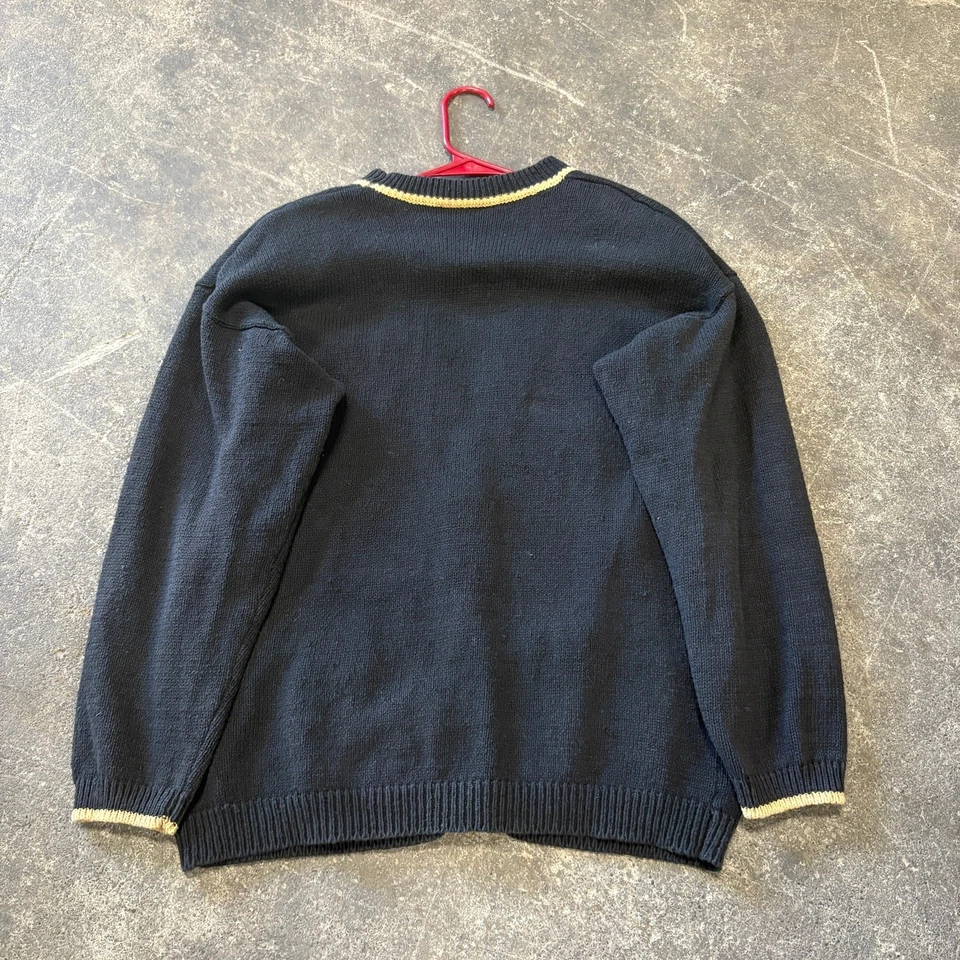 Винтажный McNaughton Рождественский кардиган свитер женщин M черный вышитые колокольчики - Изображение 4 из 4