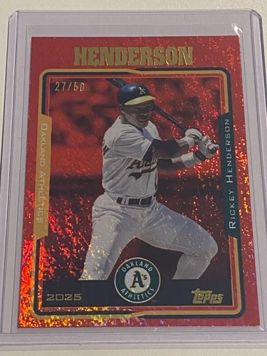 Ricky Henderson 2025 Topps Archives Red Hot Foilboard #27/50 Oakland Athletics