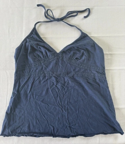 American Eagle Outfitters Halter Top Navy Blue Women’s Size Large 100% Cotton