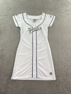 New York Yankees Jersey Dress Womens Small White Cooperstown Carl Banks G-III