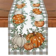 Fall Table Runner, Kaluofan 2024 Table Runner 13"x72", Small pumpkin